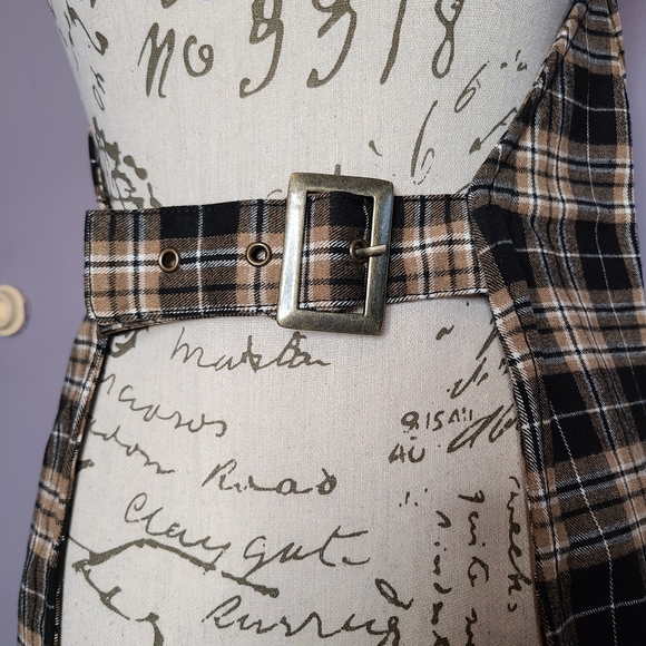 Anthropologie Pilcro Black and Tan Plaid Halter Backless Blouse - Picture 8 of 14